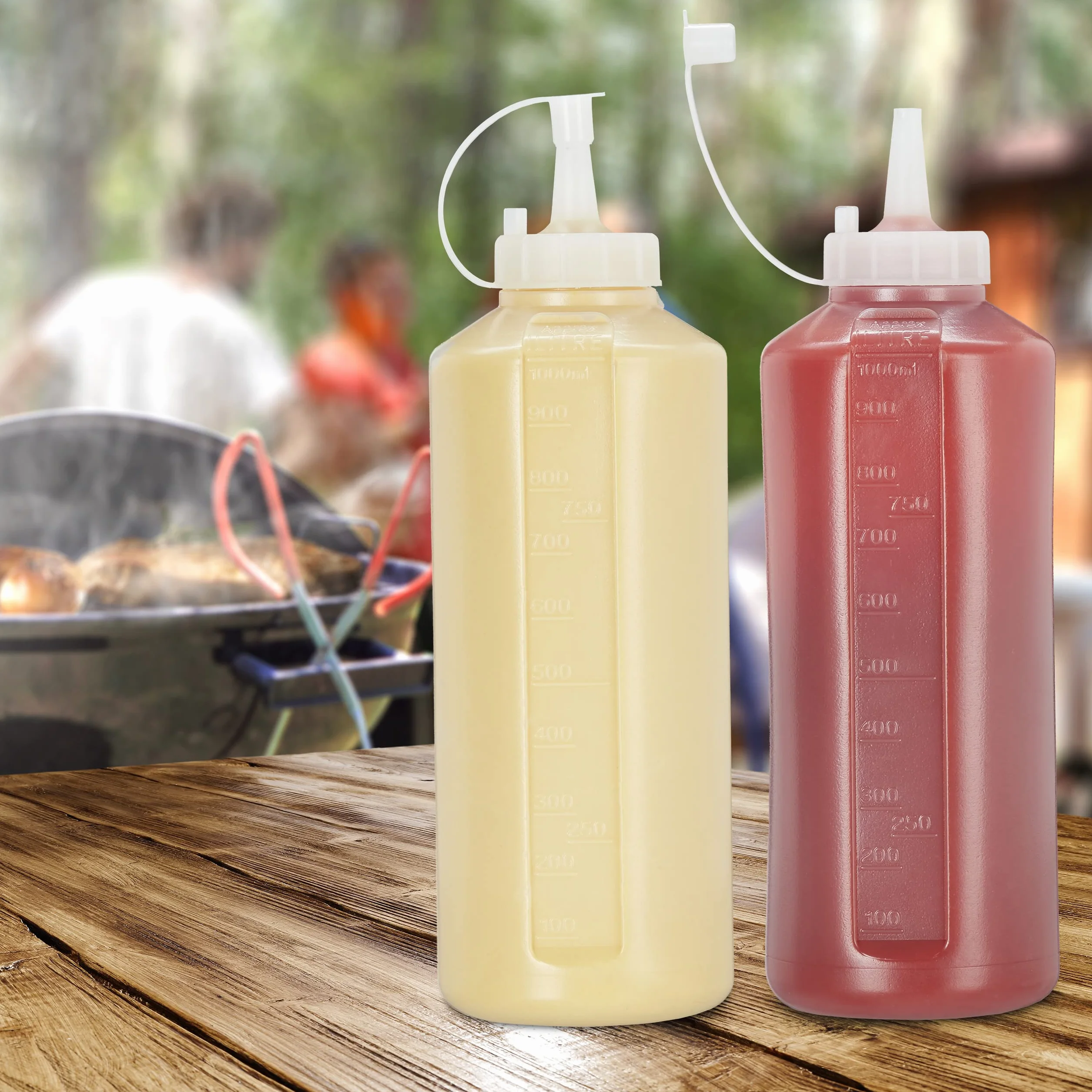 Relaxdays 16 flaconi da spremere da 1000 ml, per salse, flacone da riempire, spremere in plastica, bottiglia di salsa, trasparente