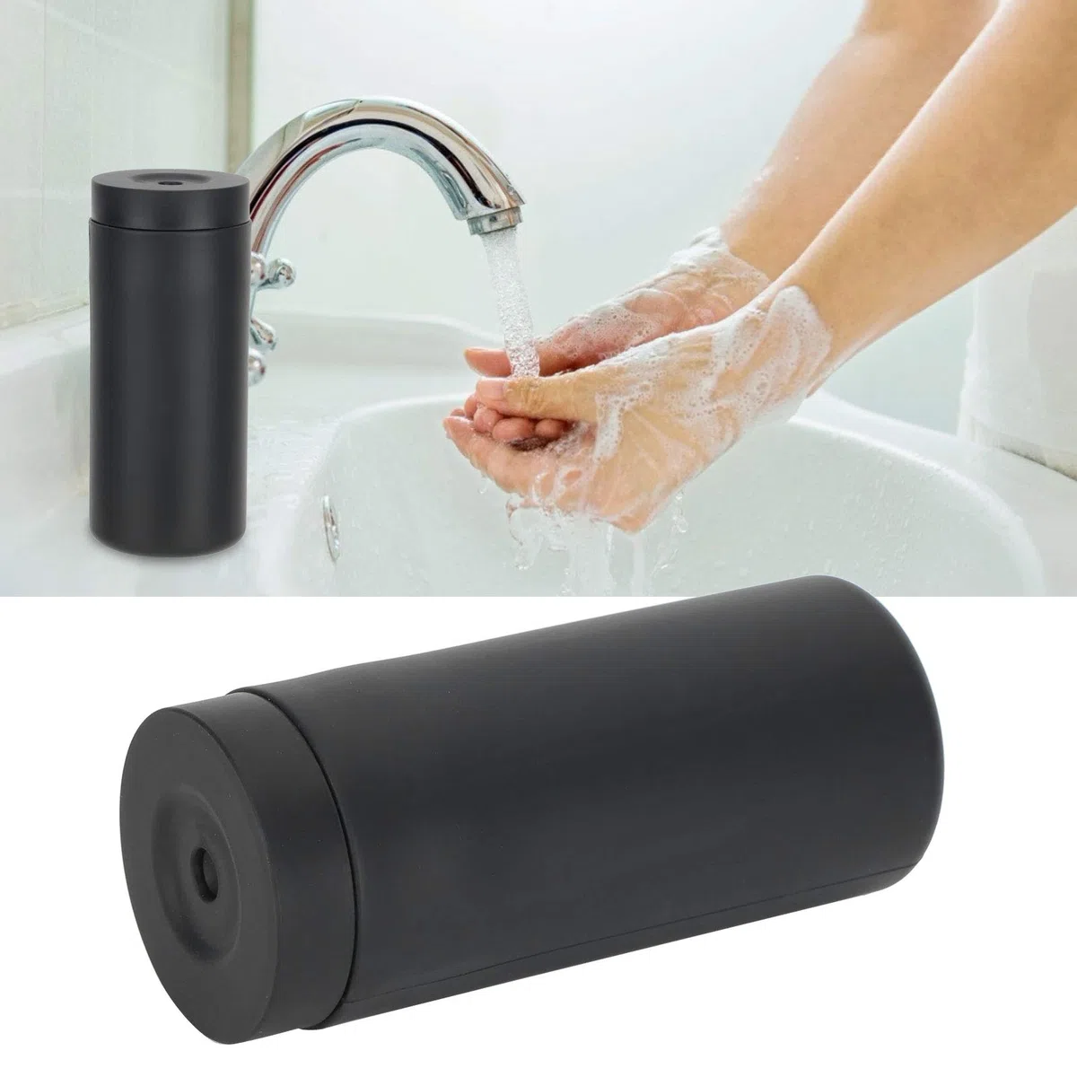 Dispenser Manuale di Sapone Squeeze Type 240ml Lozione Gel Doccia Shampoo Bottiglia di erogazione in Silicone per Cucina Bagno Domestico(Black)