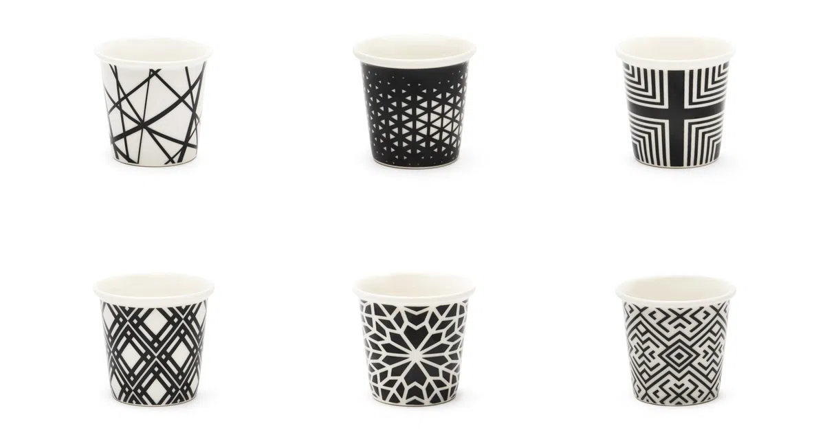 Excelsa Emily Set 6 Bicchierini Caffè, Porcellana, Multidecoro, Capacità 90 Ml.