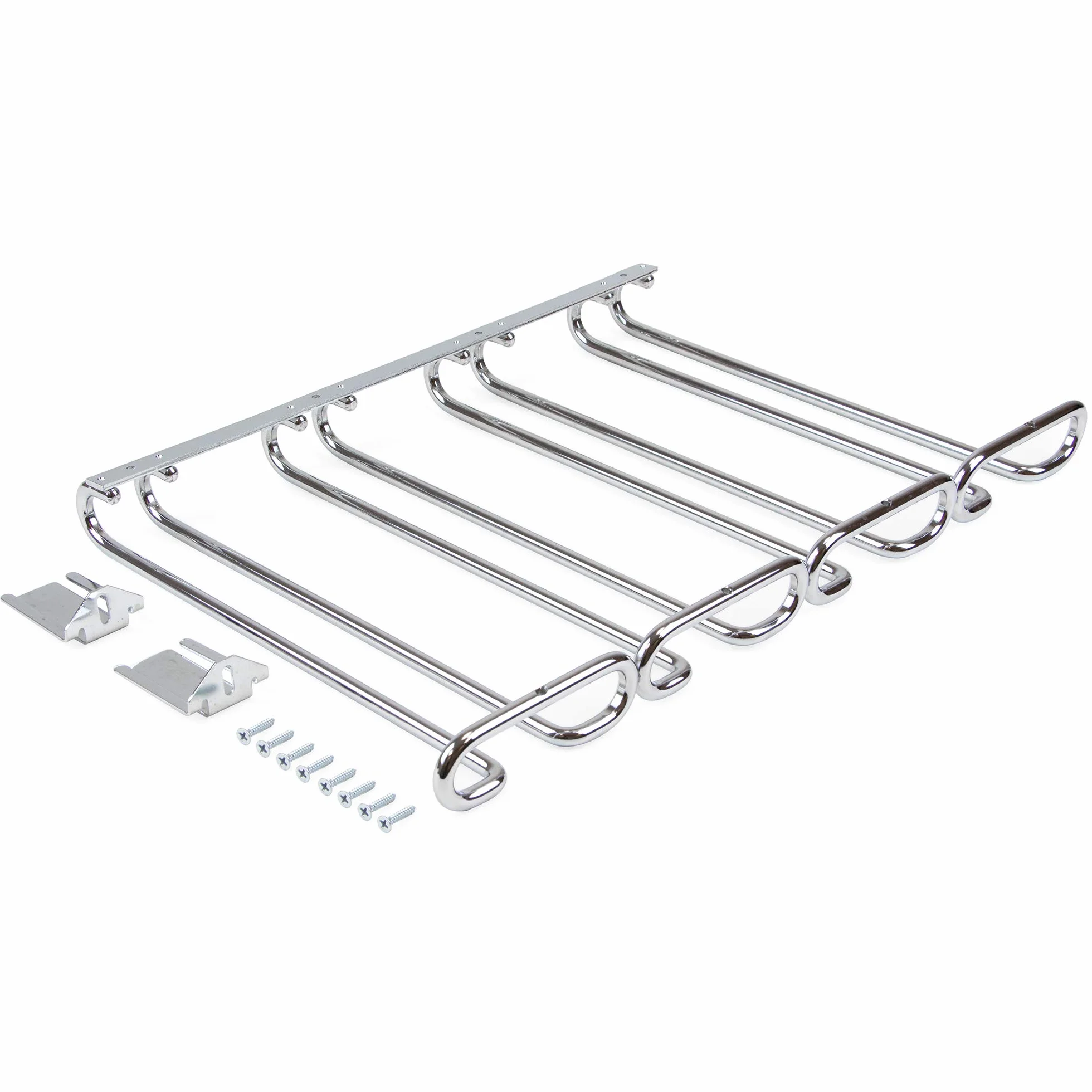 Emuca – Portabicchieri in 4 linee per mobili, Porta bicchieri per mensole o barre, 280 mm, acciaio, finitura cromata