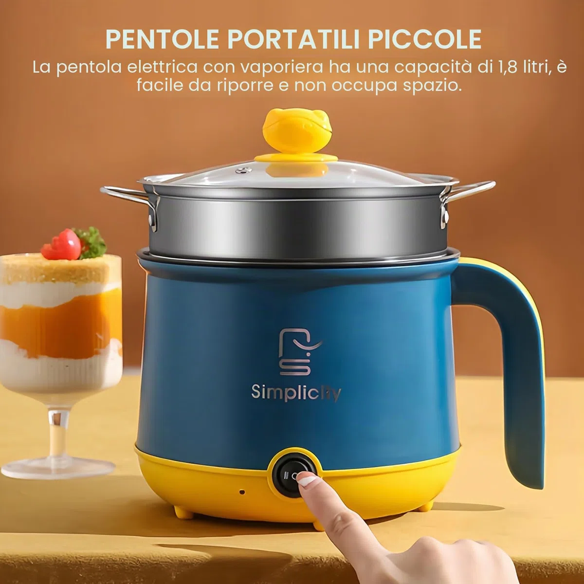 Hot Pot Elettrico Con Steamer, Hot Pot Elettrico 1.8 L, Mini Fornello Portatile Antiaderente, Fornello Rapido Ramen Pentola Portatile Antiaderente Per Casa, Ufficio, Dormitorio