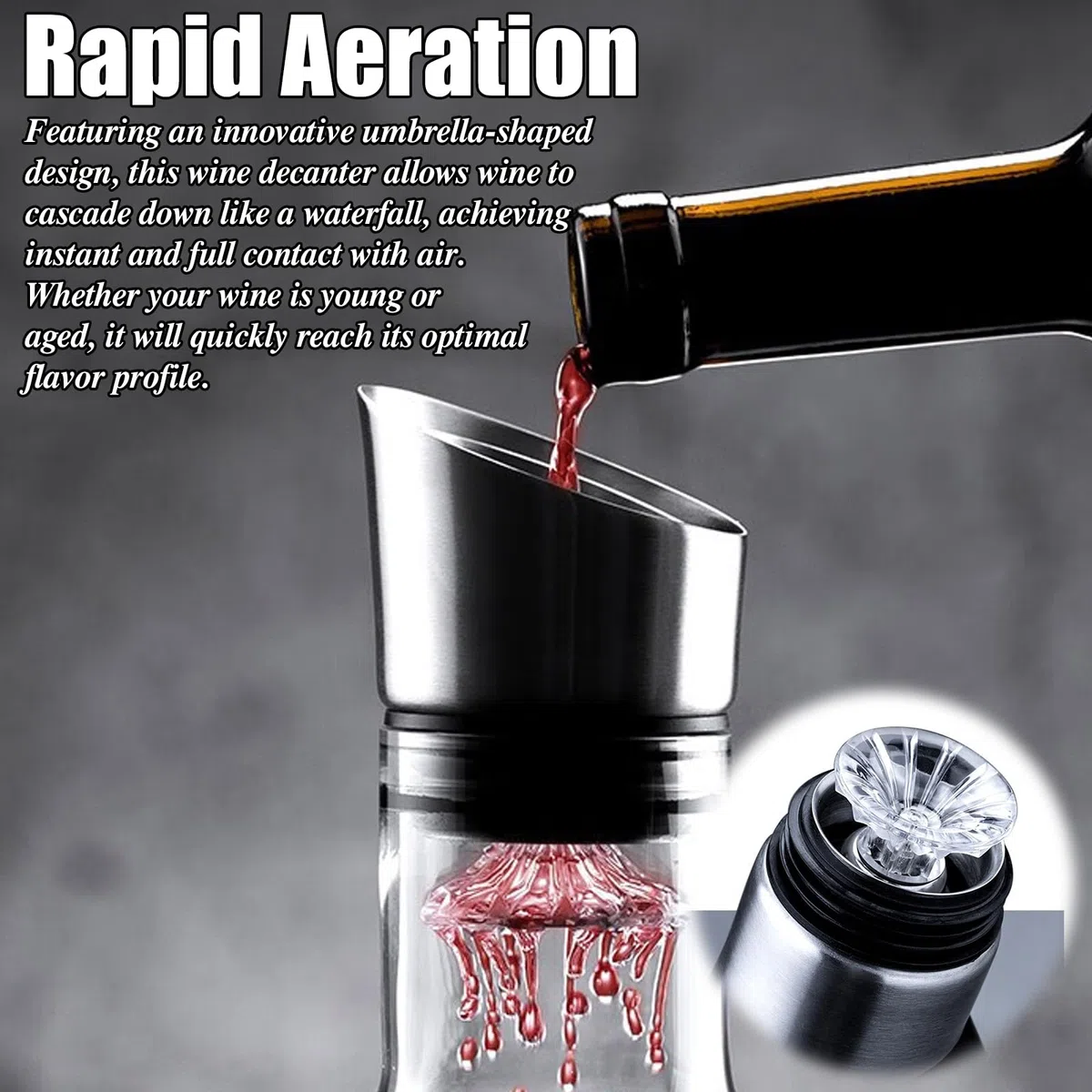 Decanter Per Vino Rosso,1500ML Decanter Per Vino Con Aeratore,Caraffa Vino Con Aeratore,Decantatore Con Aeratore E Filtro Per I Suoceri E Gli Aanti Del Vino,Vino Rosso,Servizio Antigoccia