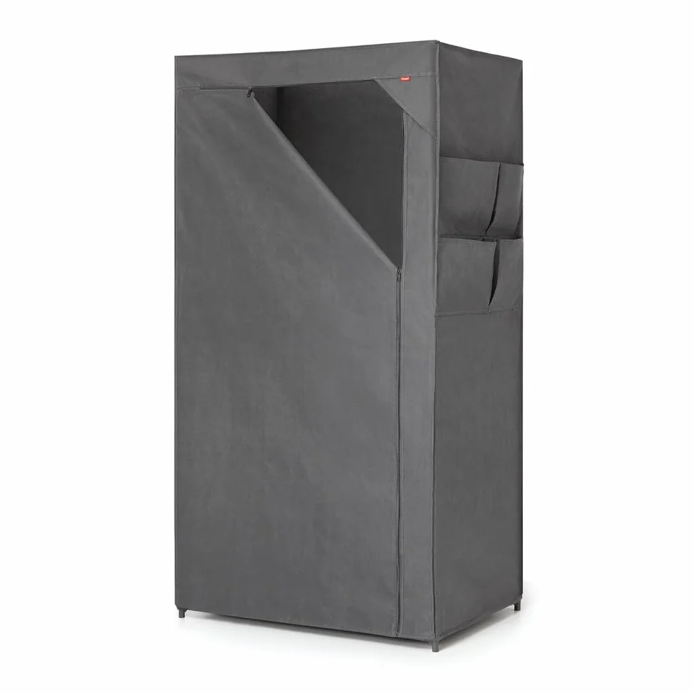 Rayen, Armadio Guardaroba, Mobile e Versatile, Facilità di Montaggio, con Asta Appendiabiti e 4 Tasche Laterali, Apertura con Zip, Grande capacità di archiviazione, 79 x 54 x 155 cm, Grigio (2054.01)