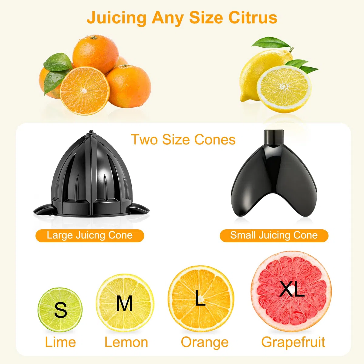 Romon Spremiagrumi Elettrico, 85W Spremi Limone Frutta Verdura Elettrici Machine, Citrus Juicer 2 Coni Dimensioni, Acciaio Inox Elettrodomestici Cucina Antigoccia Senza BPA per Arance Limoni Pompelmi