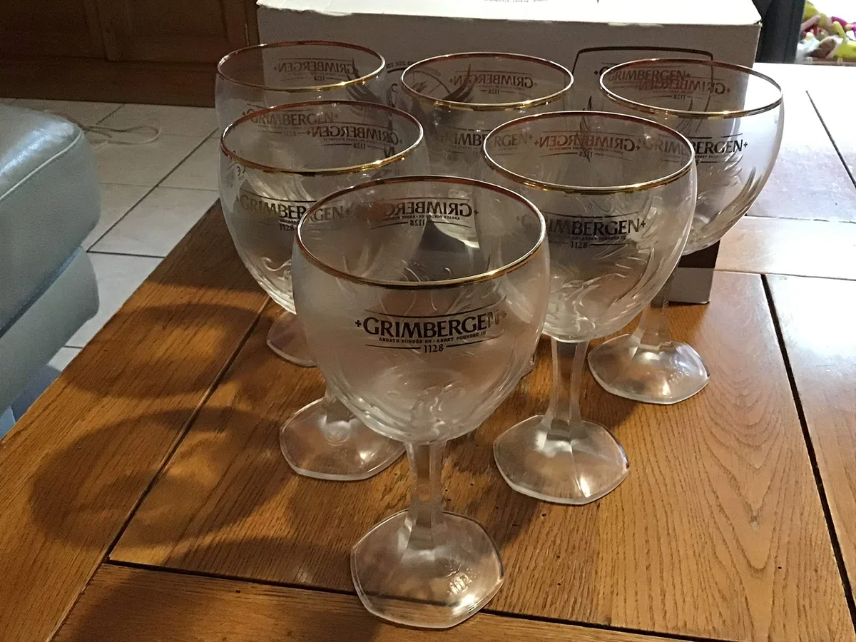 Grimbergen - Set di 6 bicchieri da birra, 33 cl, in confezione originale