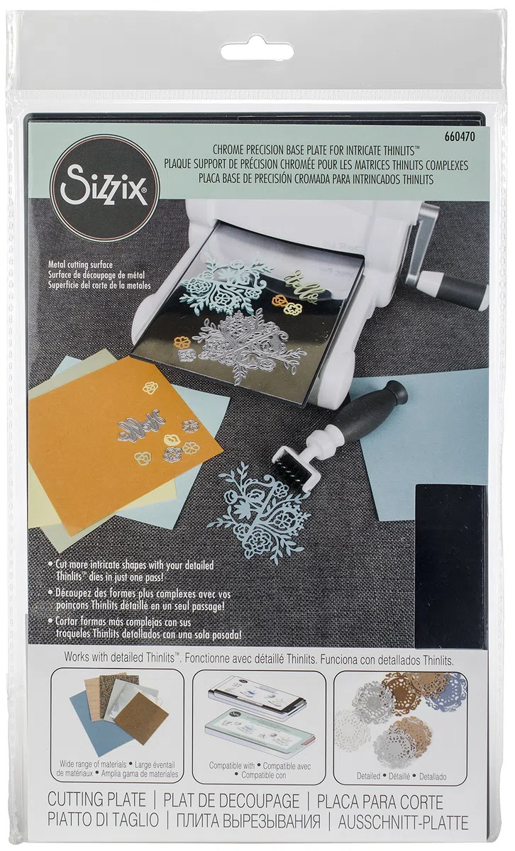 Sizzix 660470 Piastra di base di precisione cromata per intricati Thinlits, multicolore