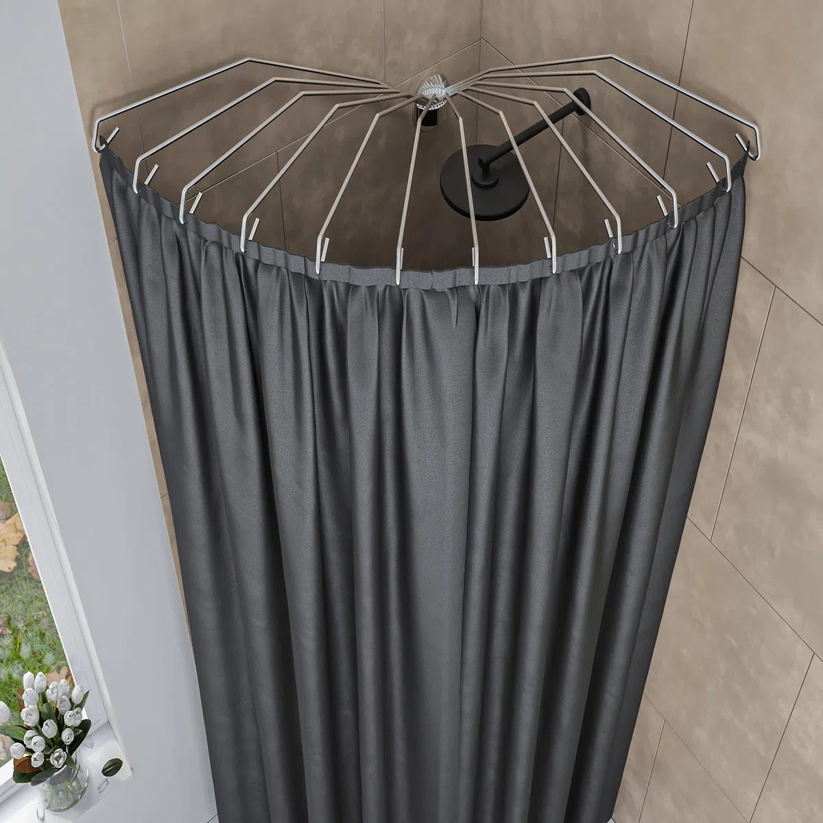 sealskin Tenda da Doccia, Cromato, 80 x 155 x 5 cm