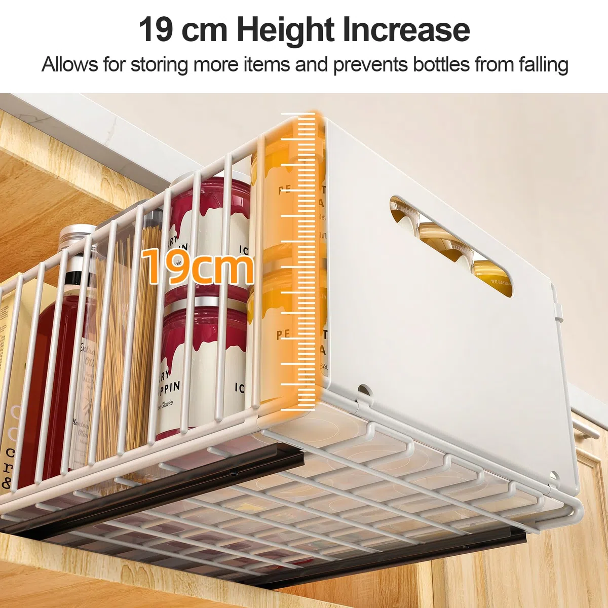 2 Pacchi Cassetti Estraibili per Cucina, Cassetti Estraibili con Adesivo, Organizer Per Mobili da Cucina Per Mobili da Cucina, Cassetto Estraibile Cucina, Senza Foratura Chiodatura