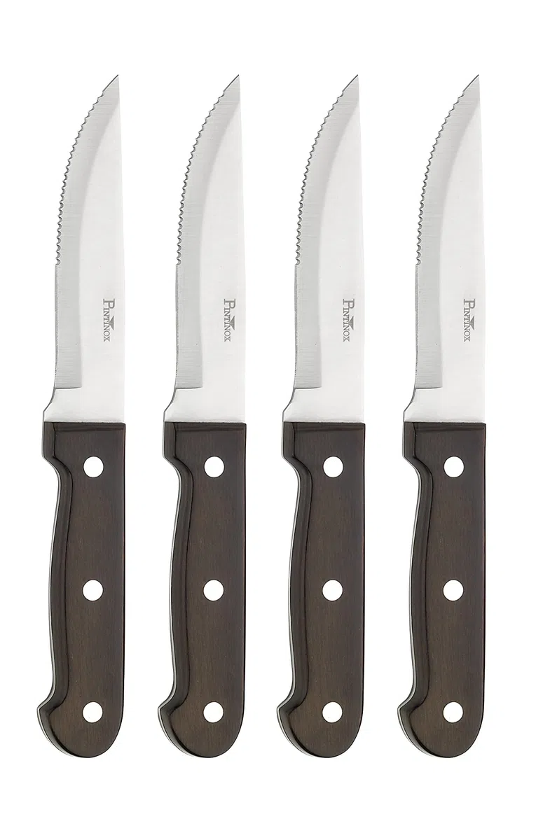 PINTINOX Bistecca P.Wood Set 4 Coltelli Big Lama Acciaio Inox Manico Pakka Wood