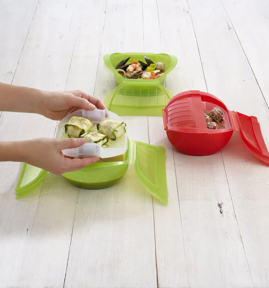 Lékué, Cocotte Ogya con filtro, 3-4 persone, in silicone, colore: Verde