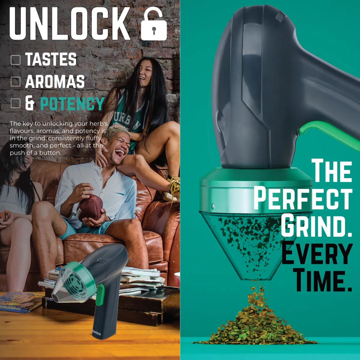 Mamba Monster 3.5g Nero-Verde USB Grinder Elettrico per Erbe. Macinino Spezie Portatile in Metallo ad Alta Capacità per Erbe Aromatiche e Spezie da Cucina