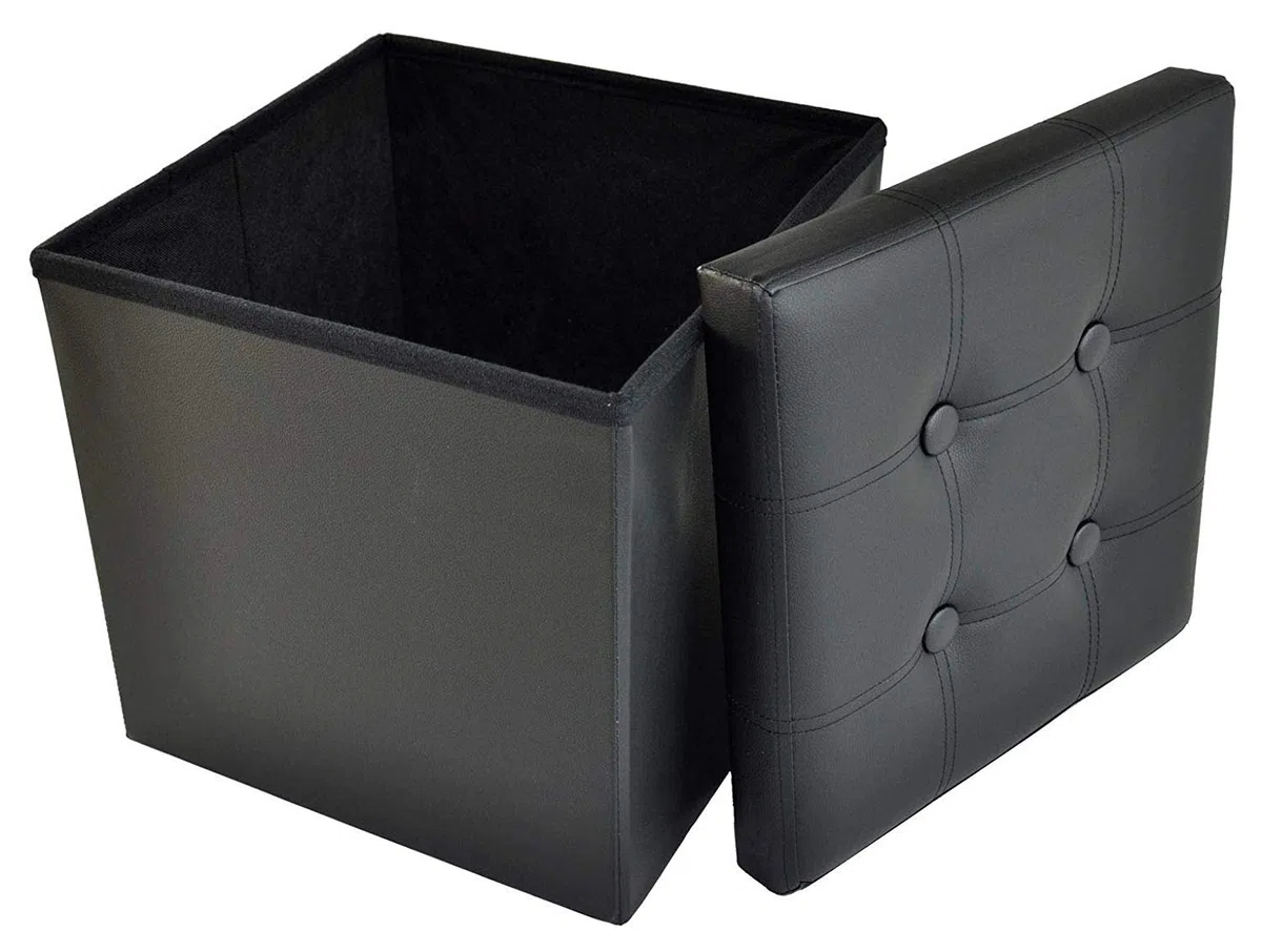 Pouf Contenitore Big Big Ecopelle 50x50x50 cm. (Nero)