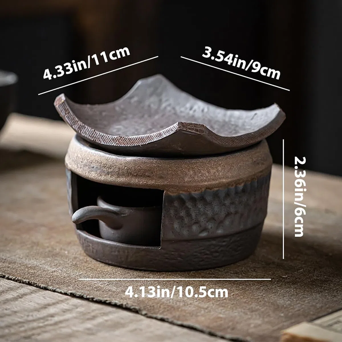 Bruciatore di oli essenziali in ceramica per aromaterapia, bruciatore di incenso Zen e cedro, fatto a mano, kit per meditazione, relax e decorazione della camera da letto