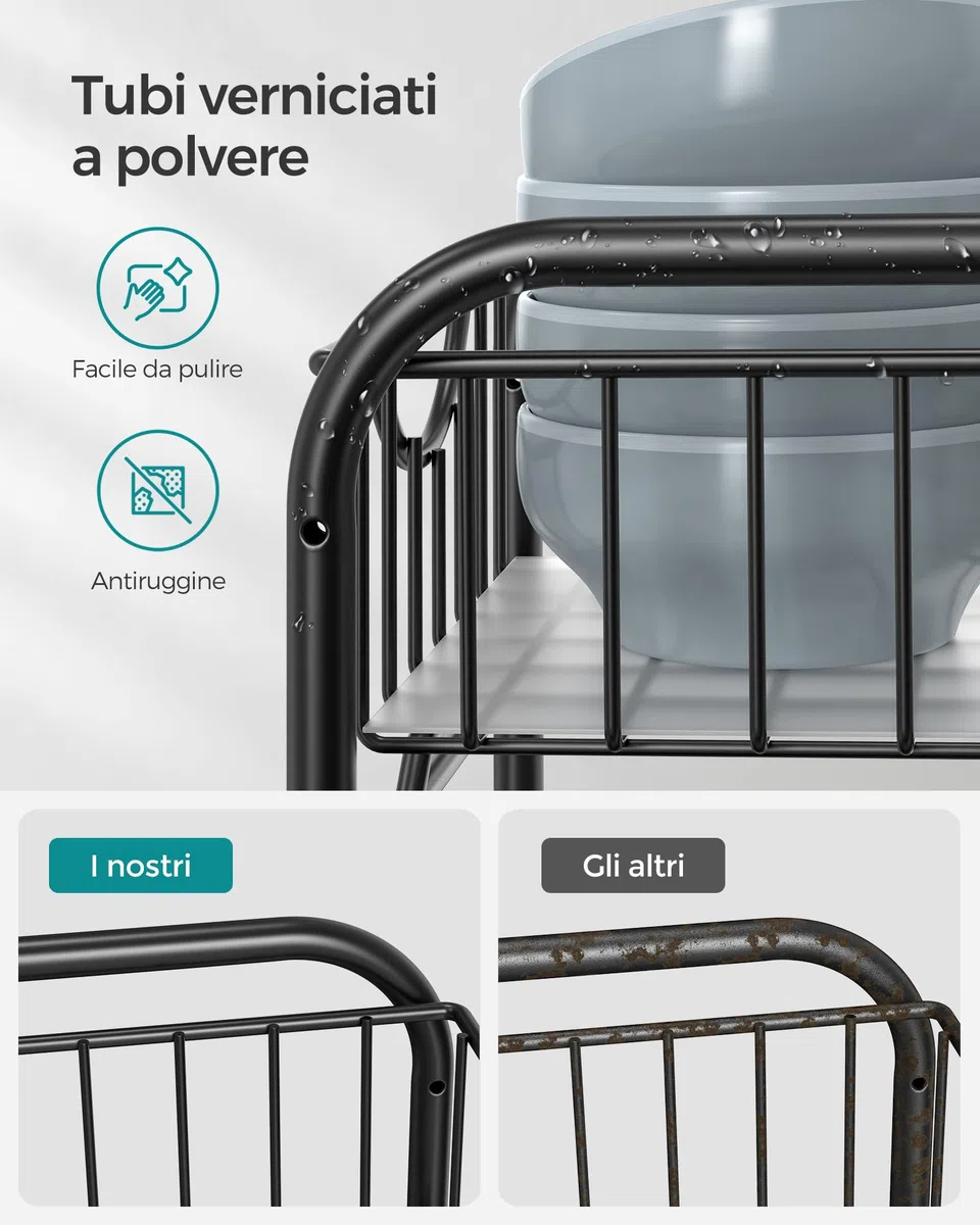 SONGMICS Organizzatore da Cucina, Scaffale a 2 Ripiani Estraibili per Armadietto, Organizzatore Impilabile Sottolavello con Cassetti Portaoggetti, per Cucina, Bagno, Nero Inchiostro KCS017B01V1