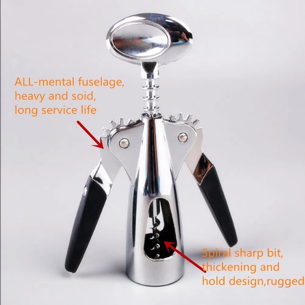 Apribottiglie Multifunzione in Acciaio Inox a Doppia Ala per Birra Birra all-in-One Cavatappi e Apri Maniglia in Metallo Apribottiglie cavatappi in Metallo