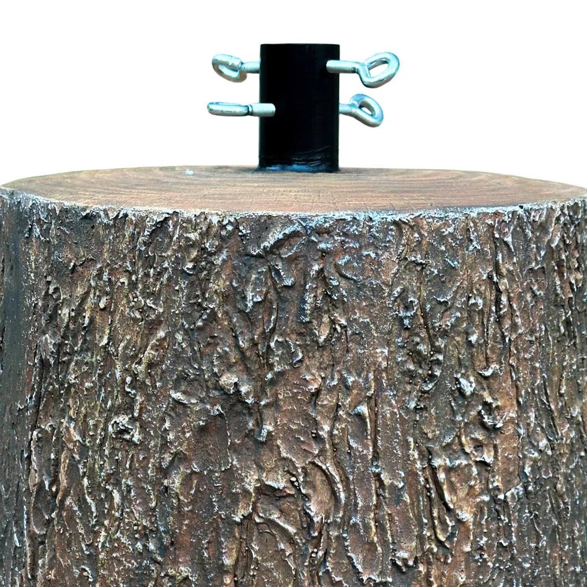 Base Supporto per Albero di Natale da 150 a 240H CM – Effetto Tronco Realistico, Gancio Metallo, Supporto per Alberi, Decorazioni - Kit di Fissaggio (Effetto Tronco Ø35X41CM)