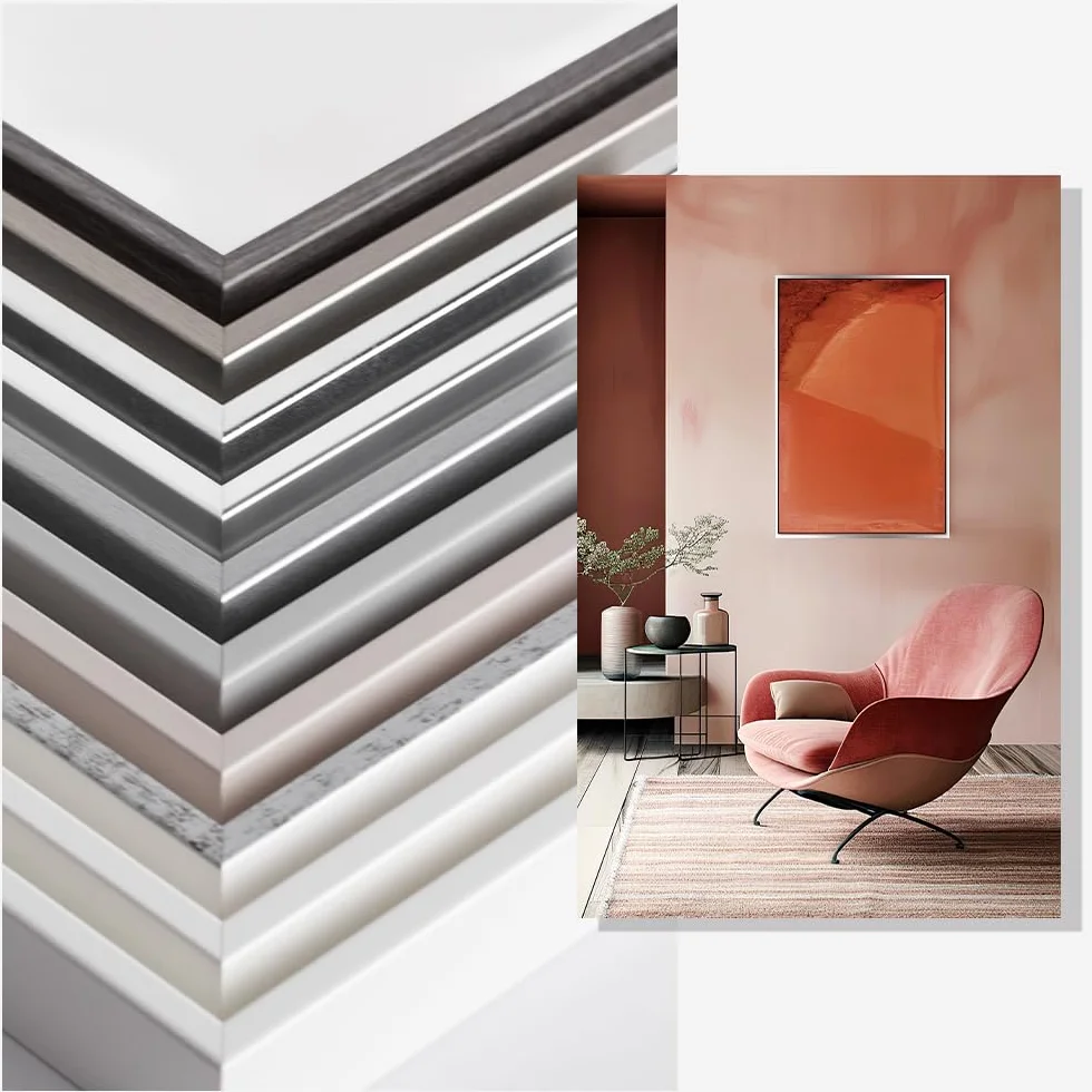 Bildershop-24 - Cornice per fughe ombreggiate Lemgo, Bianco Opaco, 50 X 100cm