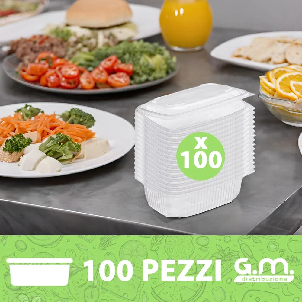 100 Vaschette per Alimenti Caldi Ondabox - Formato 800 Ml - Contenitori Ermetici per Alimenti Caldi, Salvaliquidi, Riutilizzabili - Contenitori per Microonde