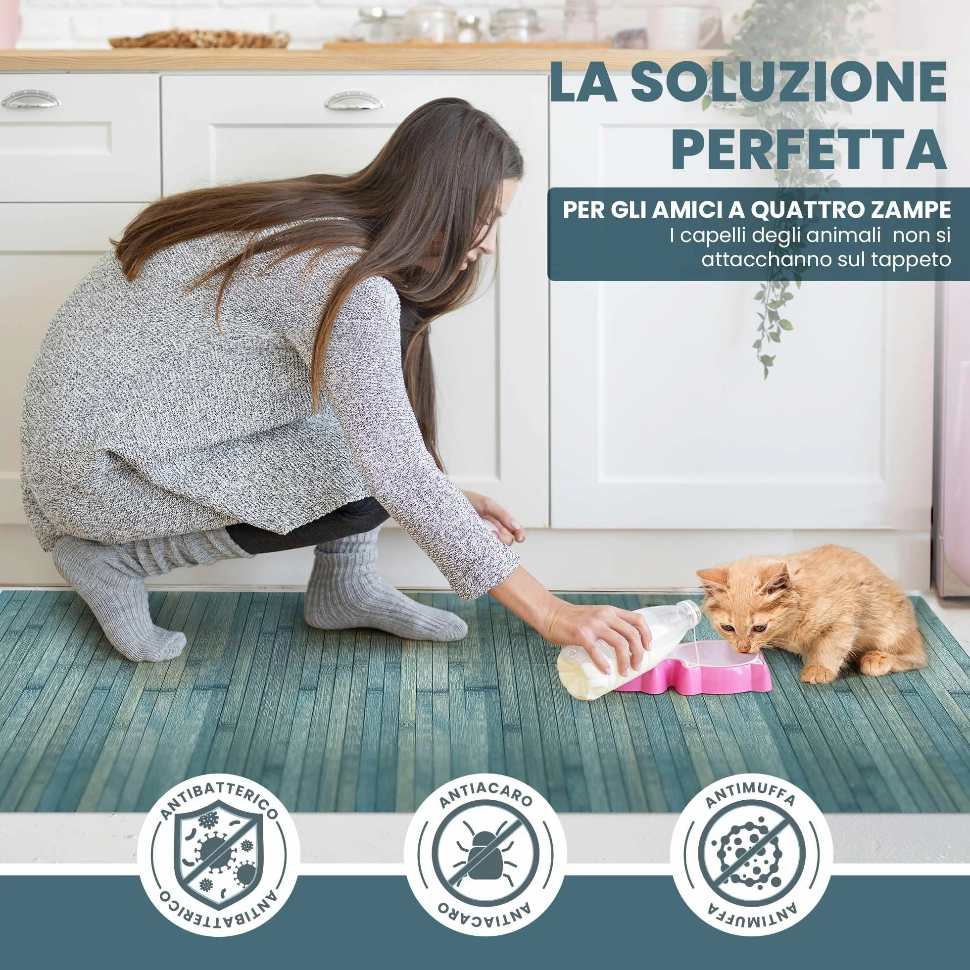 Tappeto Bamboo Cucina Antiscivolo – Passatoia Cucina Idrorepellente, Facile da Pulire | Tappeto Cucina Antiscivolo Lavabile al Metro – Tappeto Bambu (Beige, 50x200cm)