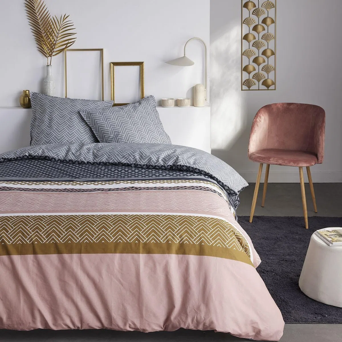 TODAY Sunshine - Set di biancheria da letto matrimoniale, 240 x 260 cm, in cotone stampato, 15,9, colore: blu