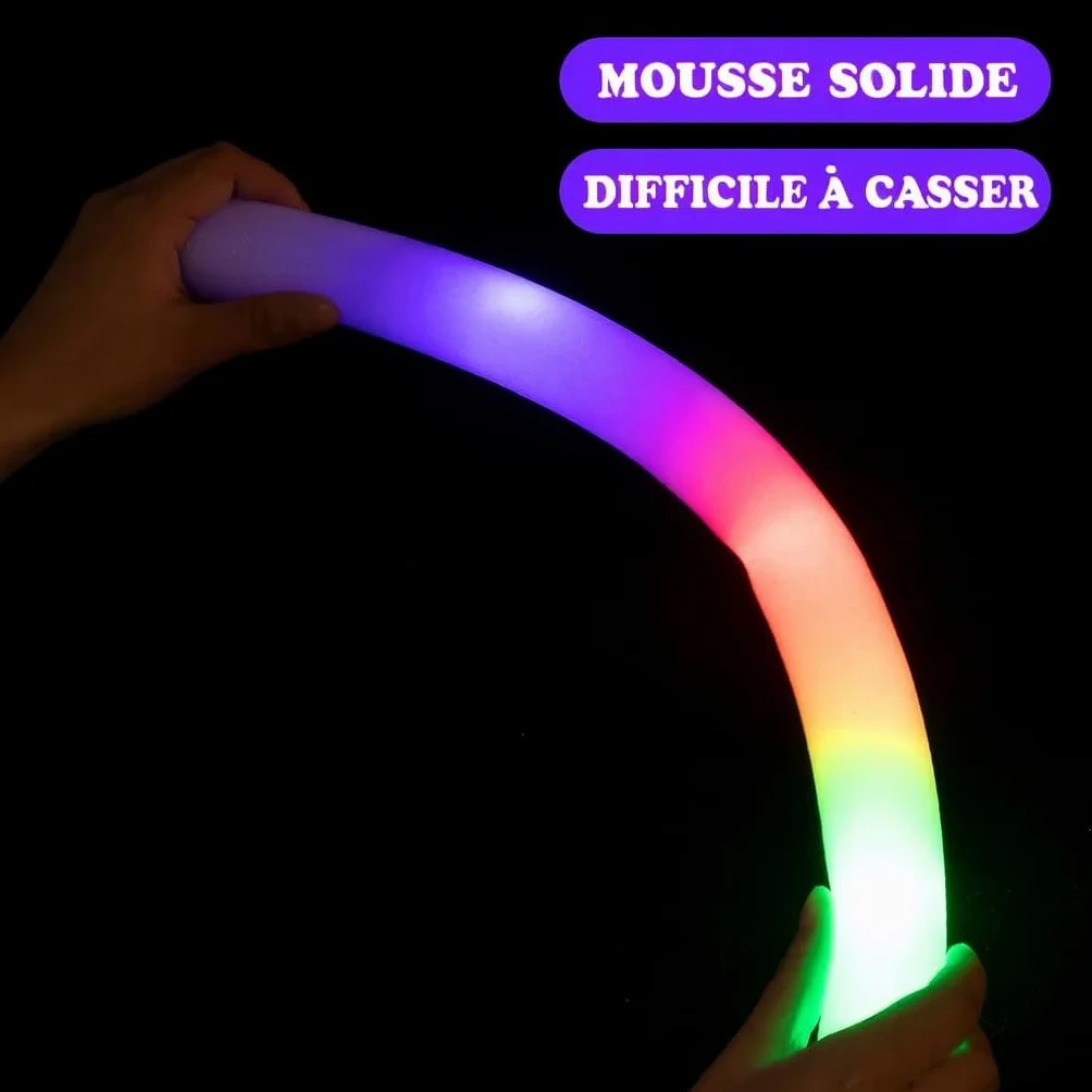 zenda club® Set di 20 bastoncini luminosi a LED, 48 cm, colore: rosa – bastone luminoso in schiuma – 3 modalità (lampeggiamento veloce, lento, alternativo) – ideale per feste, EVJF, compleanno