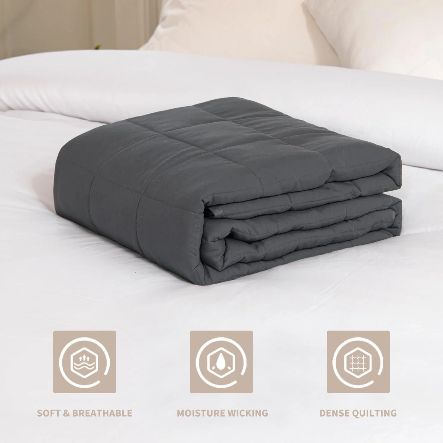 Good Nite Coperta Ponderata Benessere Antistress Coperta Pesante Sensoriale Rilassante per Adulti Coperta Ponderata Bambini Grigio 6kg 125x180cm