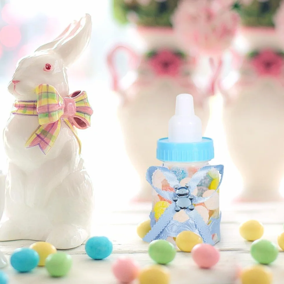 50 pezzi Bomboniera per la doccia con biberon, Scatola di caramelle per biberon Bottiglia di caramelle per bambini mini bottiglie per la doccia del bambino Mini bottiglia di latte del bambino (Blu)