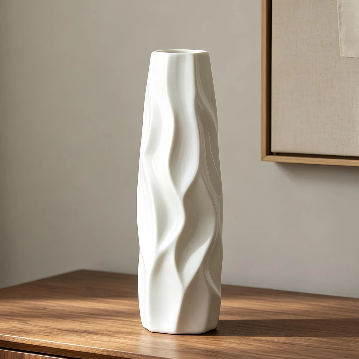 Vaso in ceramica bianca, alta 30 cm/12 pollici, moderna e grande, con struttura a terra, ideale per mensole, case di campagna, centrotavola, soggiorno, decorazione per la casa, vaso sottile