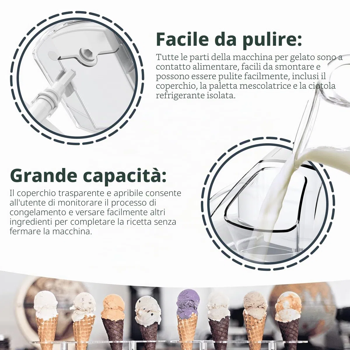 Gelatiera, macchina per il gelato, gelatiera elettrica Soft Serve Homemade KECOOLKE 1,5 l Frozen Yogurt, sorbetto, gelato
