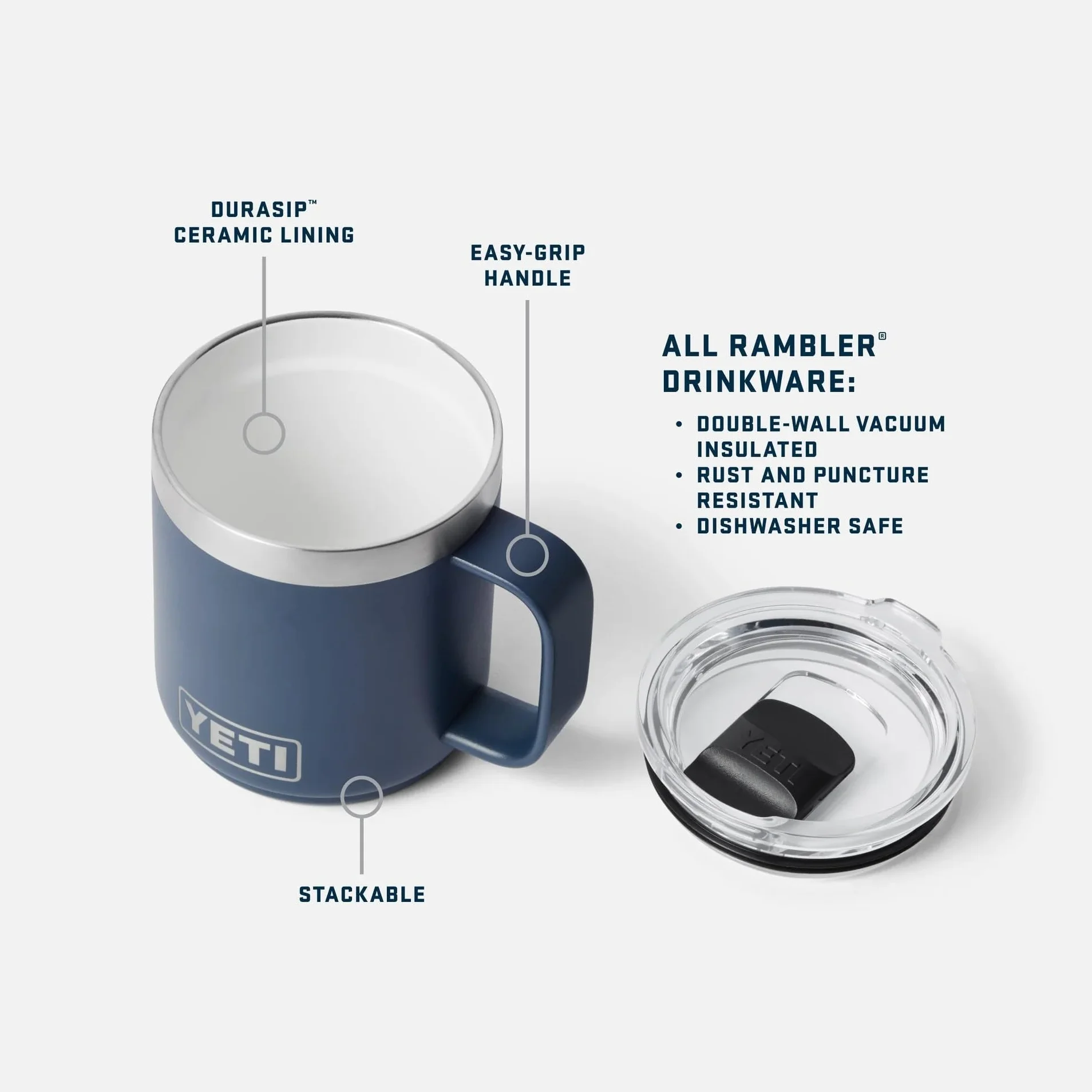 YETI Rambler Stackable Cup with Durasip Ceramic Lining, Vacuum Insulated Stainless Steel Cup with Magslider Lid, Black Forest Green, 10 oz (295 ml)
