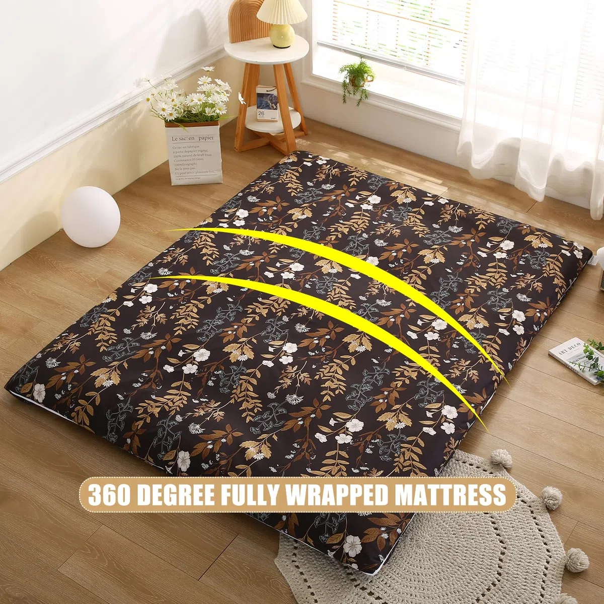 H,150x200cm(Queen), Coprimaterasso Futon con Cerniera Copertura Tradizionale Giapponese del Materasso Futon del Pavimento Comodo Copriletto Protettore Materasso Completo