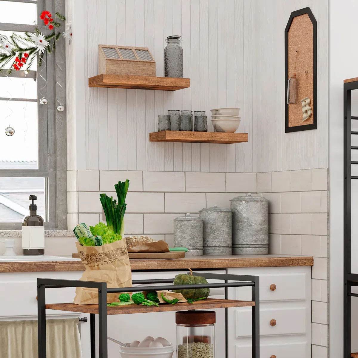 HOOBRO Set di 2 Mensole da Muro Sospese, Robuste Mensole da Parete Marrone Vintage, con Supporto Nascosto, 40 cm, per Bagno, Camera da Letto, Cucina, Ufficio, Soggiorno EBF40BJ01