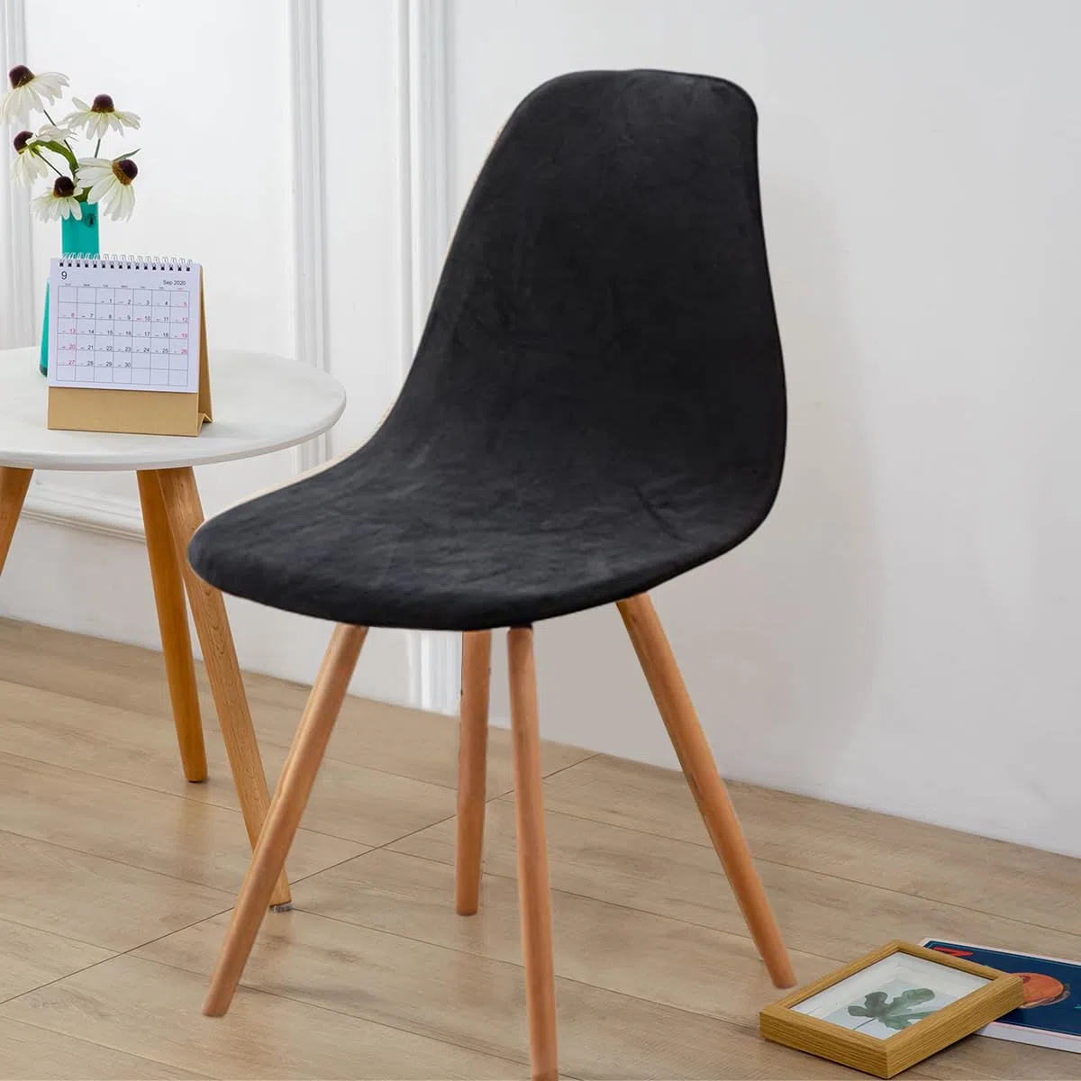 Highdi Coprisedia Elasticizzati con Schienale 6 pezzi, Velluto Coprisedie con Schienale Elasticizzato Lavabile Negro Pavone Coprisedia Ufficio Universali Lavabili,Vestisedia per Casa Cucina