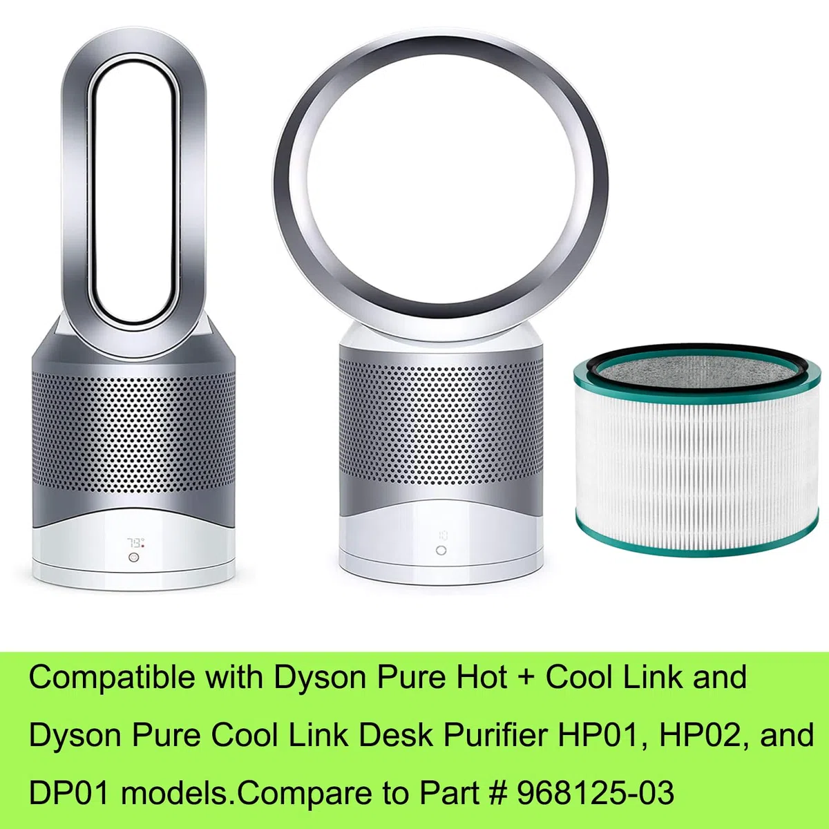 Confezione 2 filtri HEPA di ricambio per purificatori d'aria Dyson HP00, HP01, HP02, HP03, DP01, DP02 Pure Cool Link