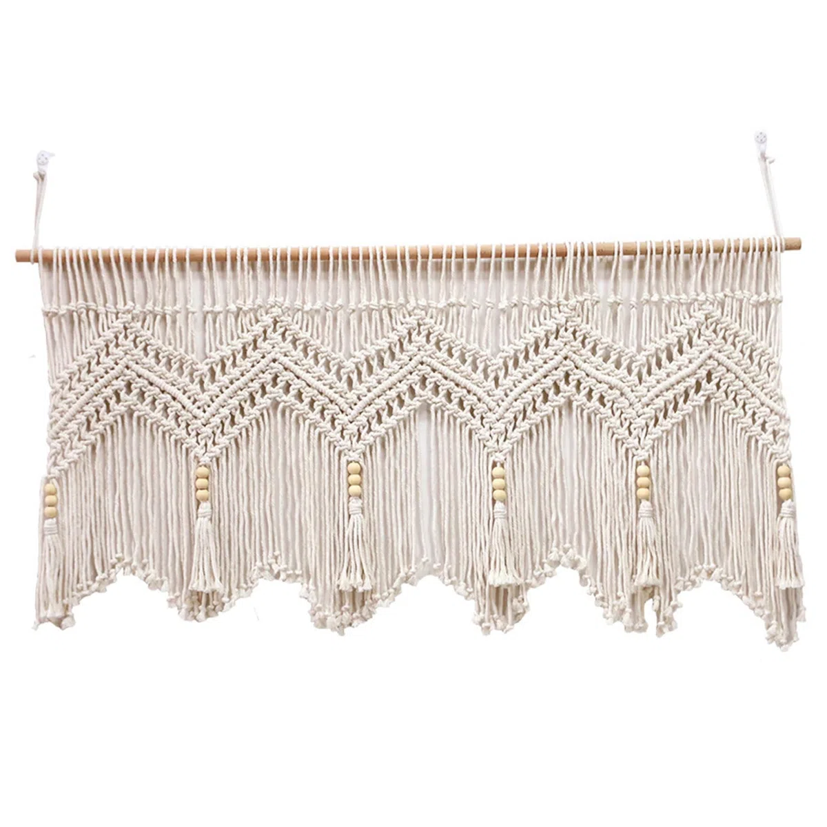 Tende macramè per finestre, mantovana macramè intrecciata in corda di cotone da 52x21 pollici, mantovana corta Boho da appendere alla parete per cucina camera da letto bagno soggiorno porta del balco