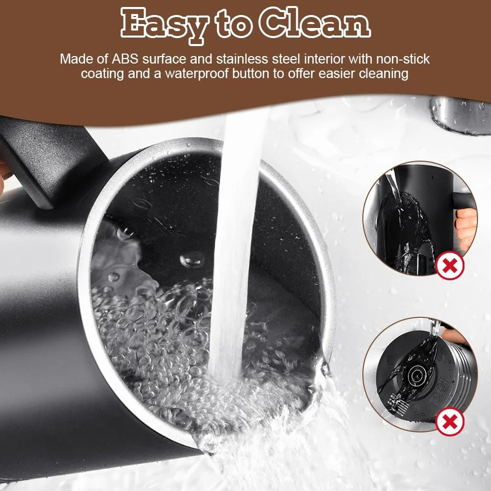 HOTUT Montalatte Elettrico Automatico, 4 in 1 Montalatte per Cappuccino Silenzioso, Capacità 160 ml Cappuccino o 430 ml Latte Caldo, Schiuma Latte Elettrico per Caffè, Cioccolata Calda, Cappuccino