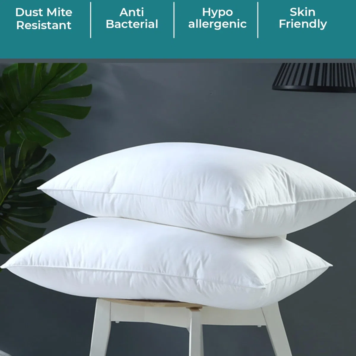 Pro Home Cuscini in piuma d'oca e piumino d'anatra, 1200 g/m², lussuosi, confortevoli, con fodera in cotone, ipoallergenici, qualità alberghiera, dimensioni standard del Regno Unito, 48 x 74 cm