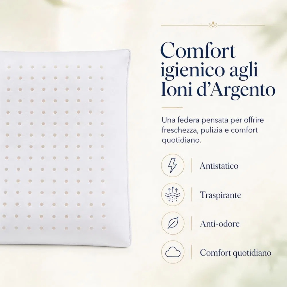 DREAM HAVEN Cuscino Basso Cervicale 8 cm in Memory Foam, Cuscino letto ideale per Bambini, Ragazzi e Adulti, Anallergico e Antiacaro con Federa in Silver, Cuscino Memory Foam 100% Made in Italy (1)