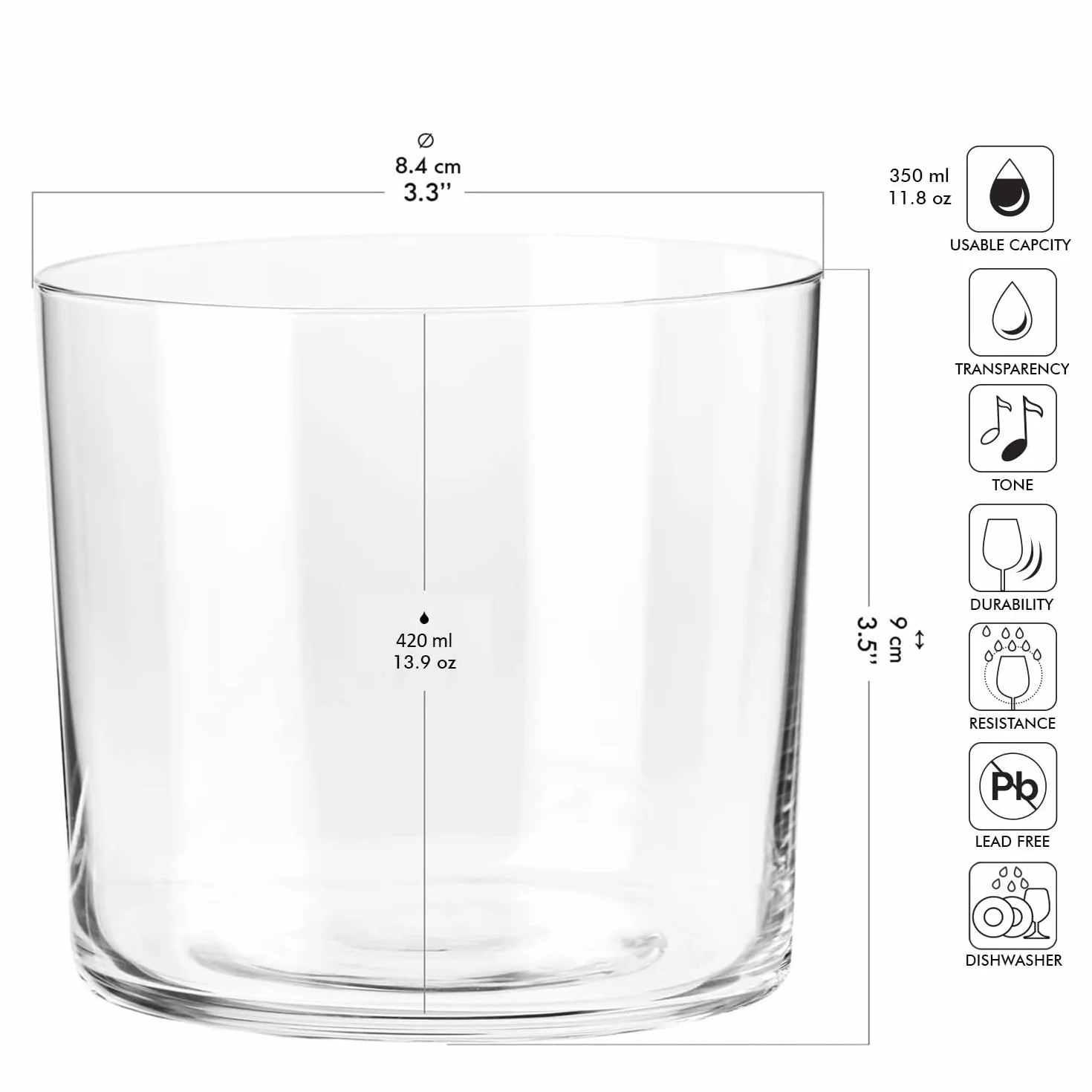 Krosno Mixology Bicchieri Sidro e Acqua 420 ml, Set 6 Pezzi, Vetro Cristallo Senza Piombo, Pareti Sottili, Design Minimalista, per Bevande Casa Ristorante, Lavabili in Lavastoviglie
