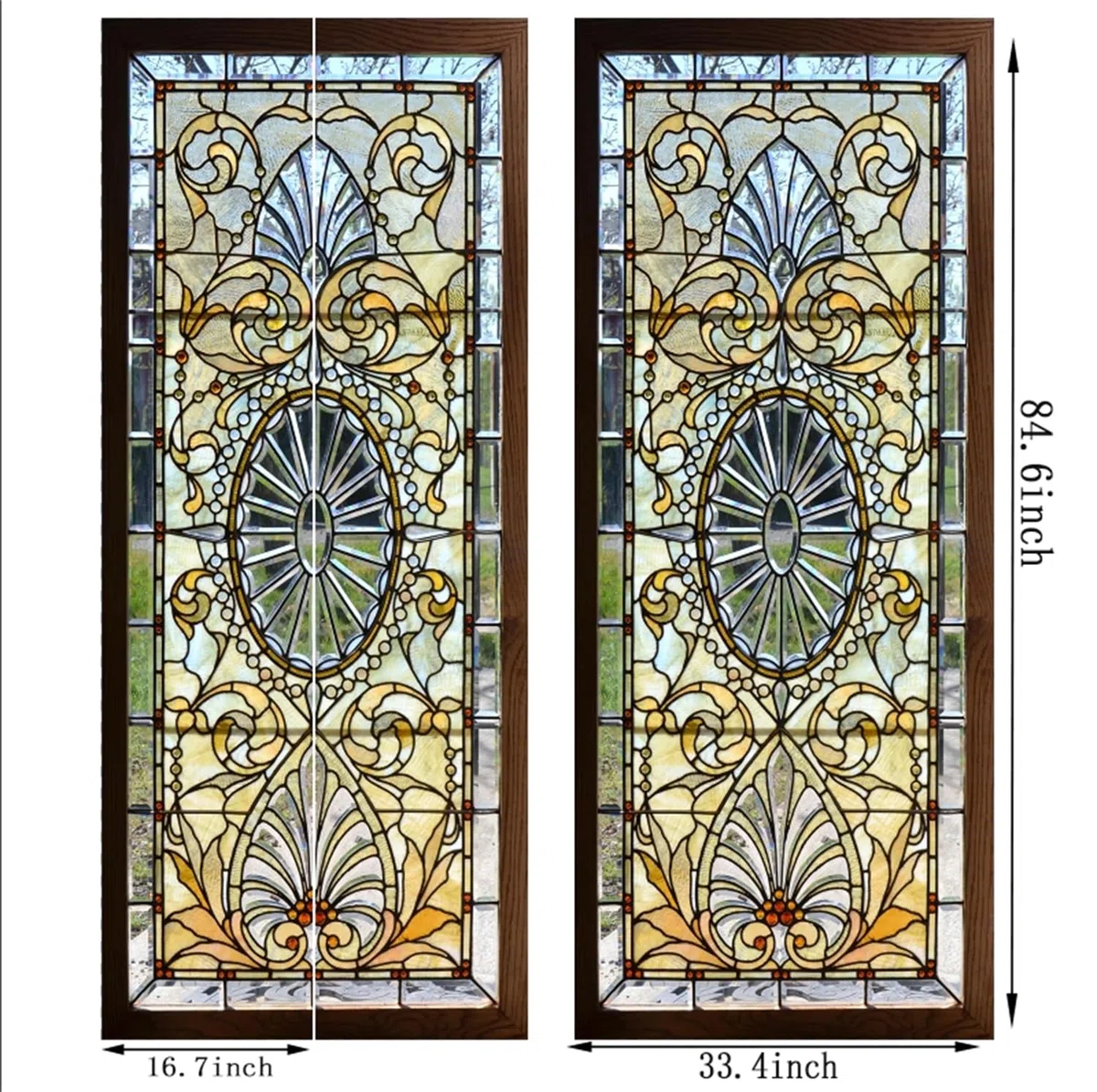 FLFK 3D Vetro colorato Autoadesiva Adesivo per porta 85x215cm(Set di 2 fogli)-Murale Foto Adesivo da parete decalcomania Salotto Camera da letto arredamento