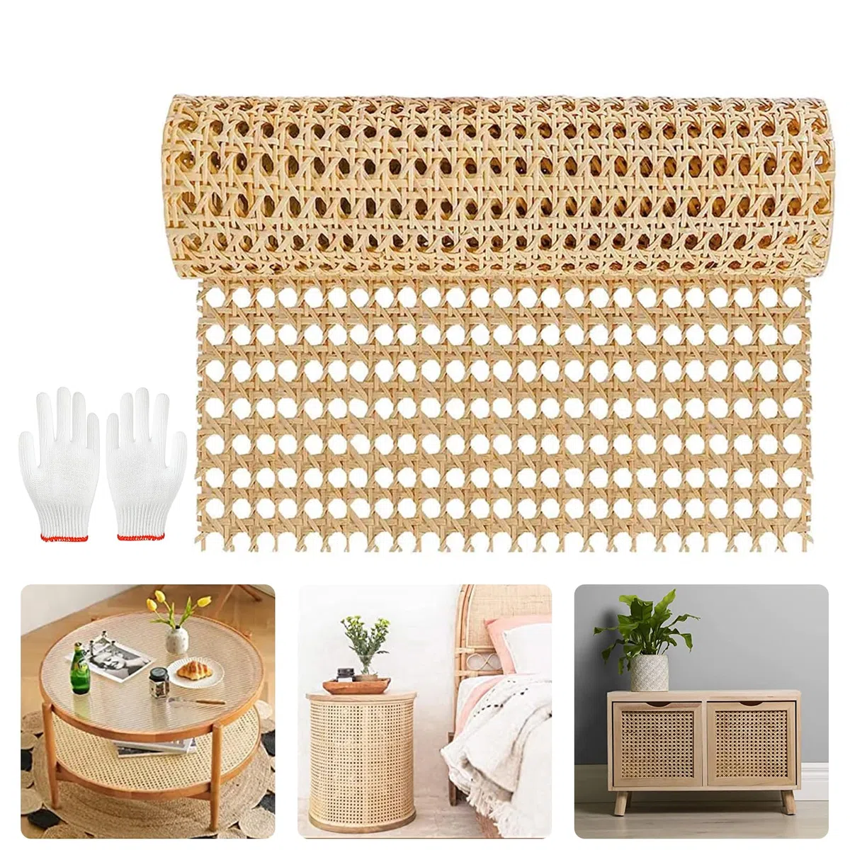 Rotolo di nastro in rattan, rete di vimini viennese, resistente alla muffa, in rattan intrecciato a nido d'ape fai da te (colore legno, 1 m x 40 cm)
