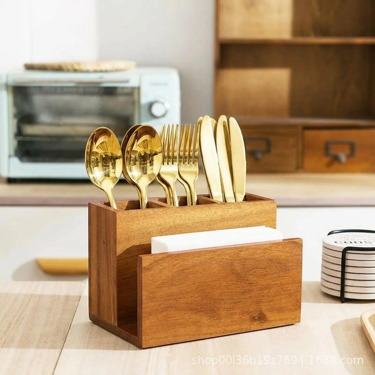 Porta Posate, Organizer per Posate, Organizer per Accessori da Cucina, Porta tovaglioli da Piano di Lavoro