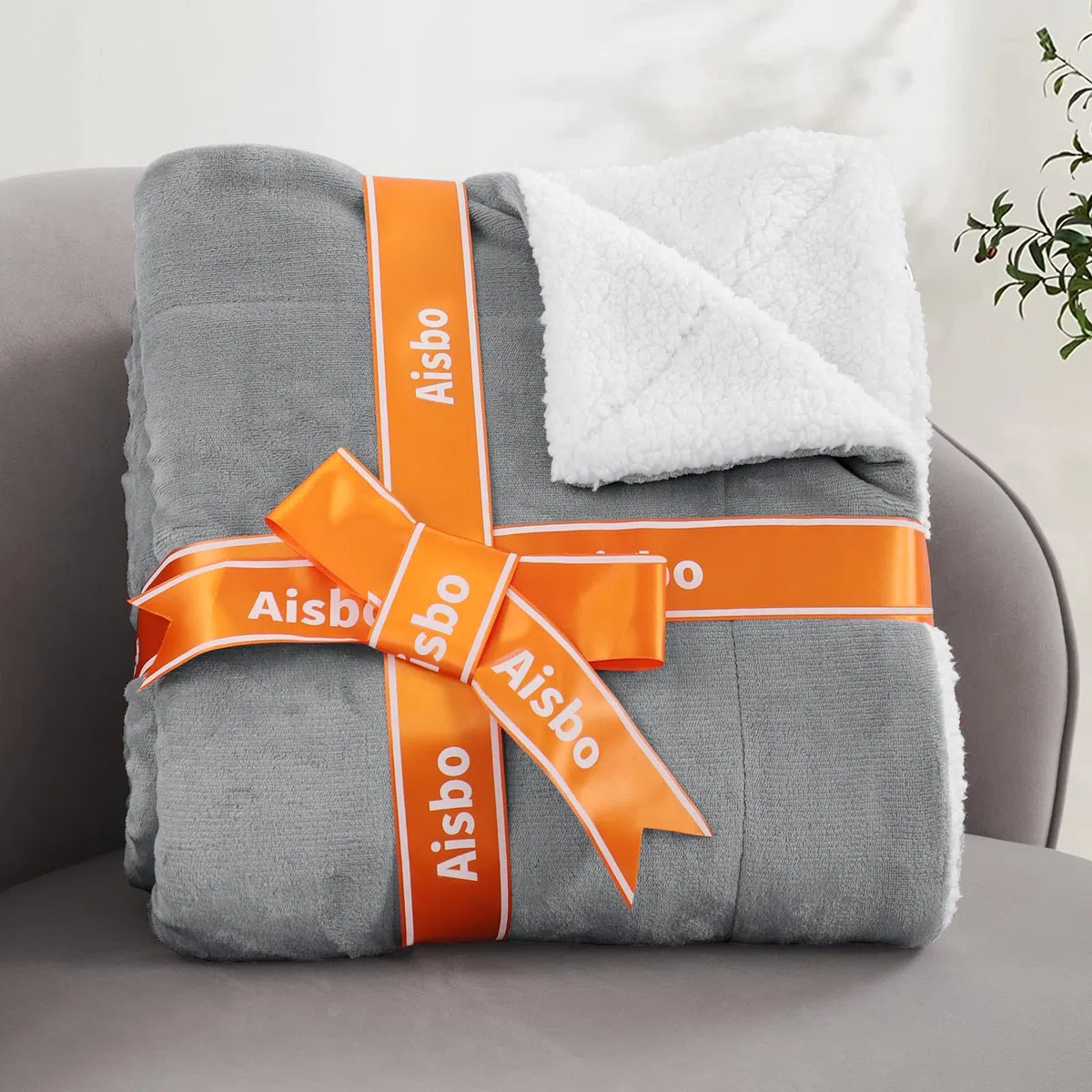 Aisbo Plaid Coperta Pile Singolo - Coperta Calda Invernale per Divano e Letto Singolo 150x200 cm Pile di Flanella e Sherpa Morbida Grigia Chiaro, Sherpa Blanket for Sofa and Couch