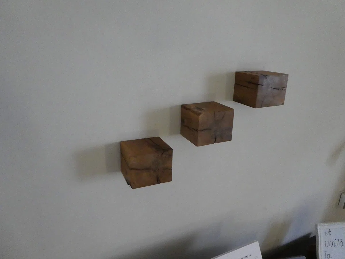 Set di 3 scaffali in rovere massello rustico
