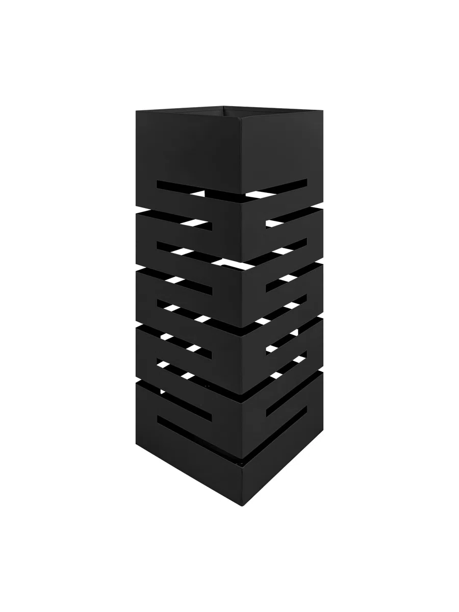 IlGruppone Portaombrelli Interno Esterno Elegante in Metallo Con Ganci Per Ombrellini Design Moderno - Modello 4 Nero