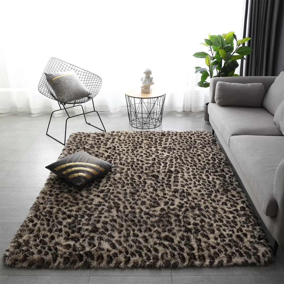 Tappeto per soggiorno, stampa leopardata beige, 80 x 200 cm, spesso e morbido, a pelo lungo, per interni, soggiorno, camera da letto e corridoio, lavabile a mano, resistente allo sbiadimento