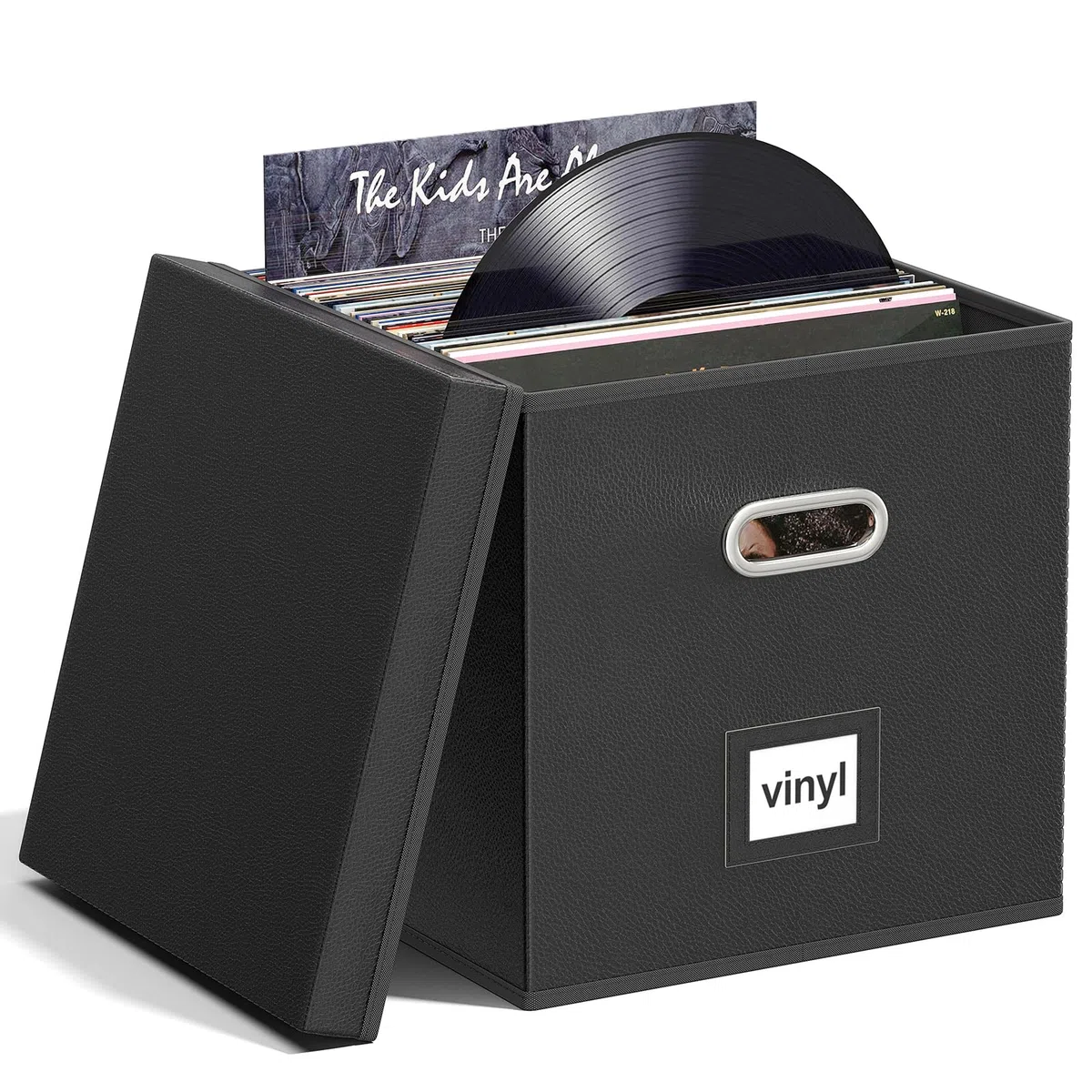 Scatola portaoggetti pieghevole in pelle per dischi in vinile, può contenere fino a 90 dischi, organizer multifunzione per album, CD, passaporti, riviste, file