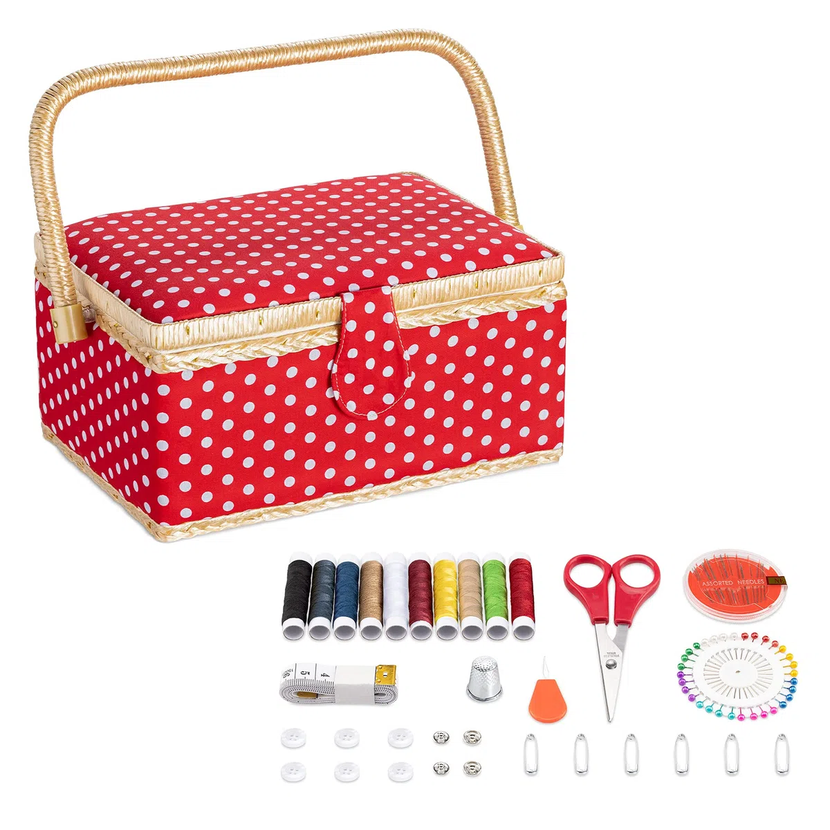Navaris Scatola Kit Cucito - Valigetta Sarta Professionale 76 Accessori Ricamo - Forbice Ago Spilla Bottone Rivetto Automatico Rocchetto Filo Maglia