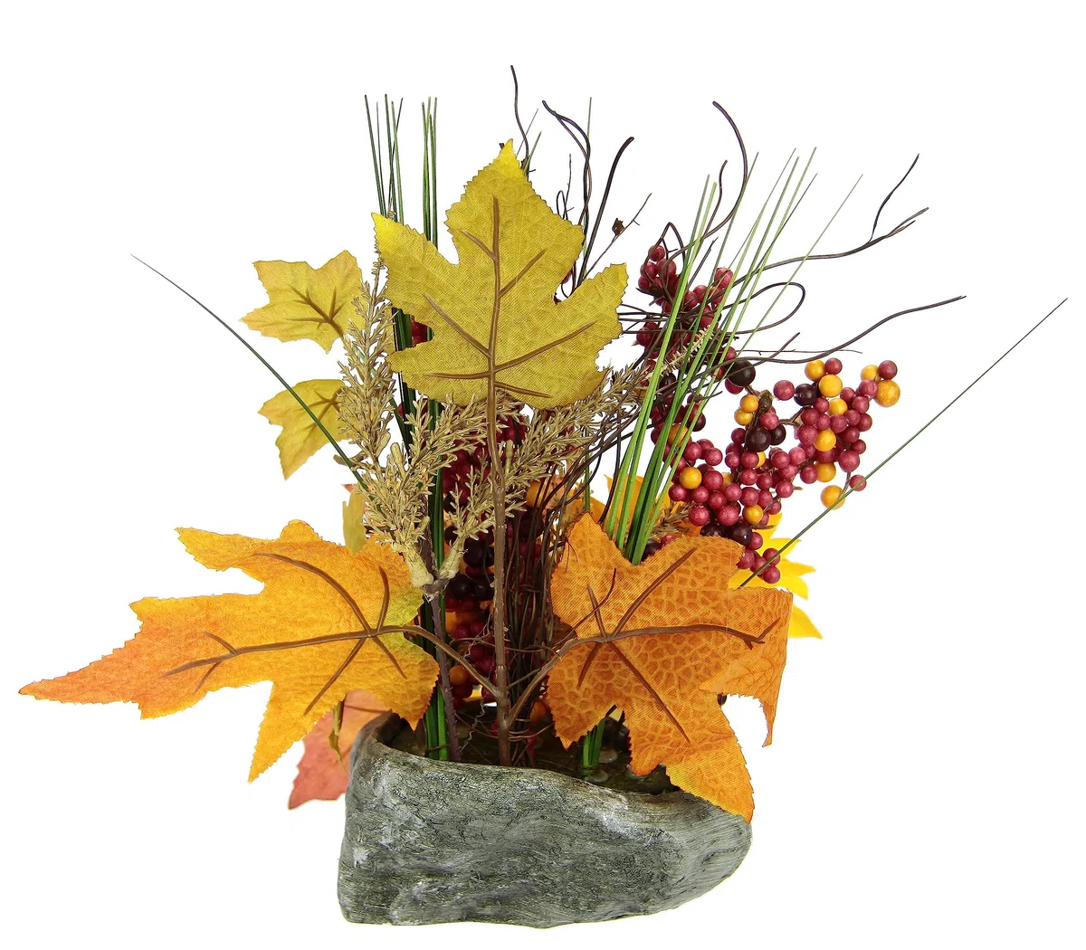 Composizione di girasoli su pietra, fiori artificiali, fiori artificiali, decorazione autunnale, decorazione per Halloween, giorno del Ringraziamento, autunno, pianta artificiale, centrotavola da