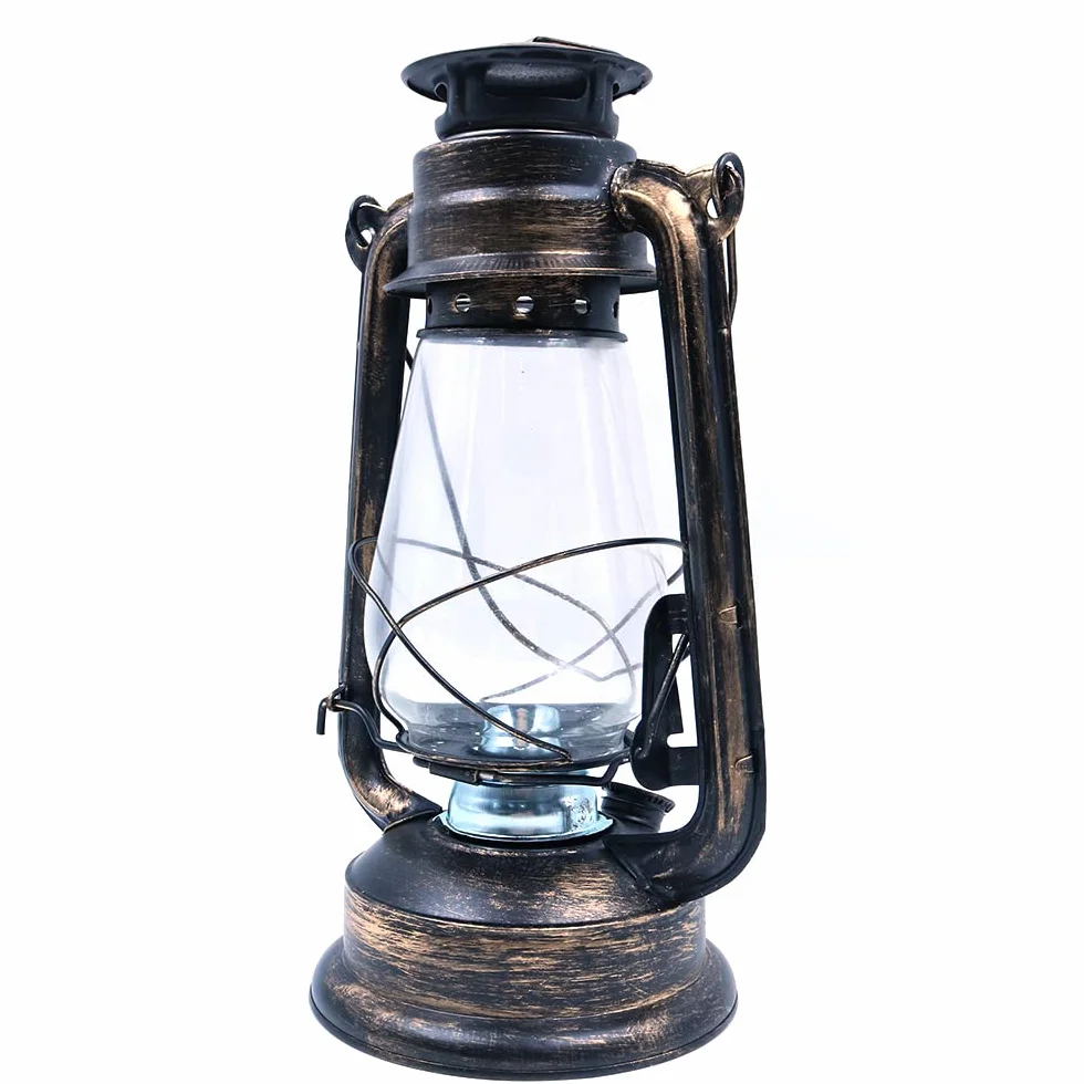 Lanterna vintage da 30 cm, lampada a olio, classica a cherosene, da tavolo per casa, giardino, campeggio, citronella, bronzo